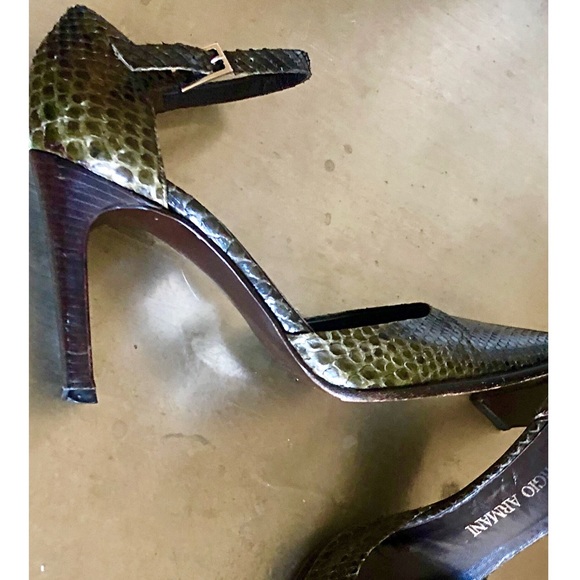 Giorgio Armani Grn Snake Ankle Strap Heel 35/5 - Picture 1 of 8